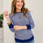 Color Trimmed Pinstriped Sweater- Lt Navy