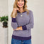 Color Trimmed Pinstriped Sweater- Eggplant