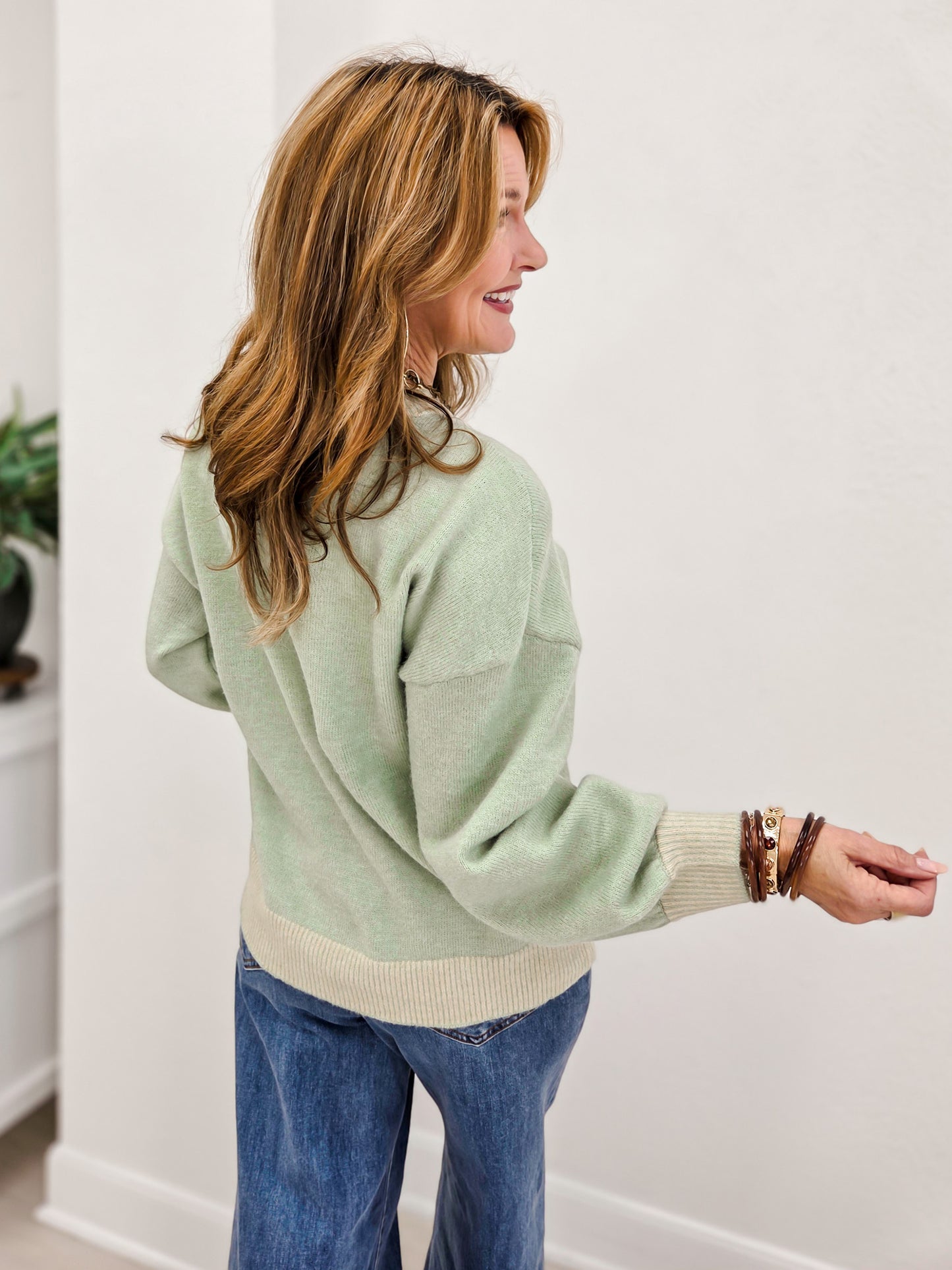 Cute Dog Intarsia Knit Sweater-Sage