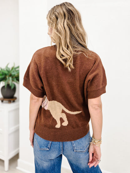 Dog Graphic Short Sleeve Knit