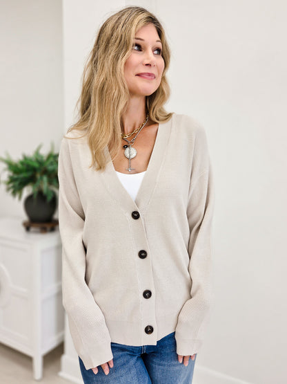 The Perfect Viscose Sweater Cardigan- Bone
