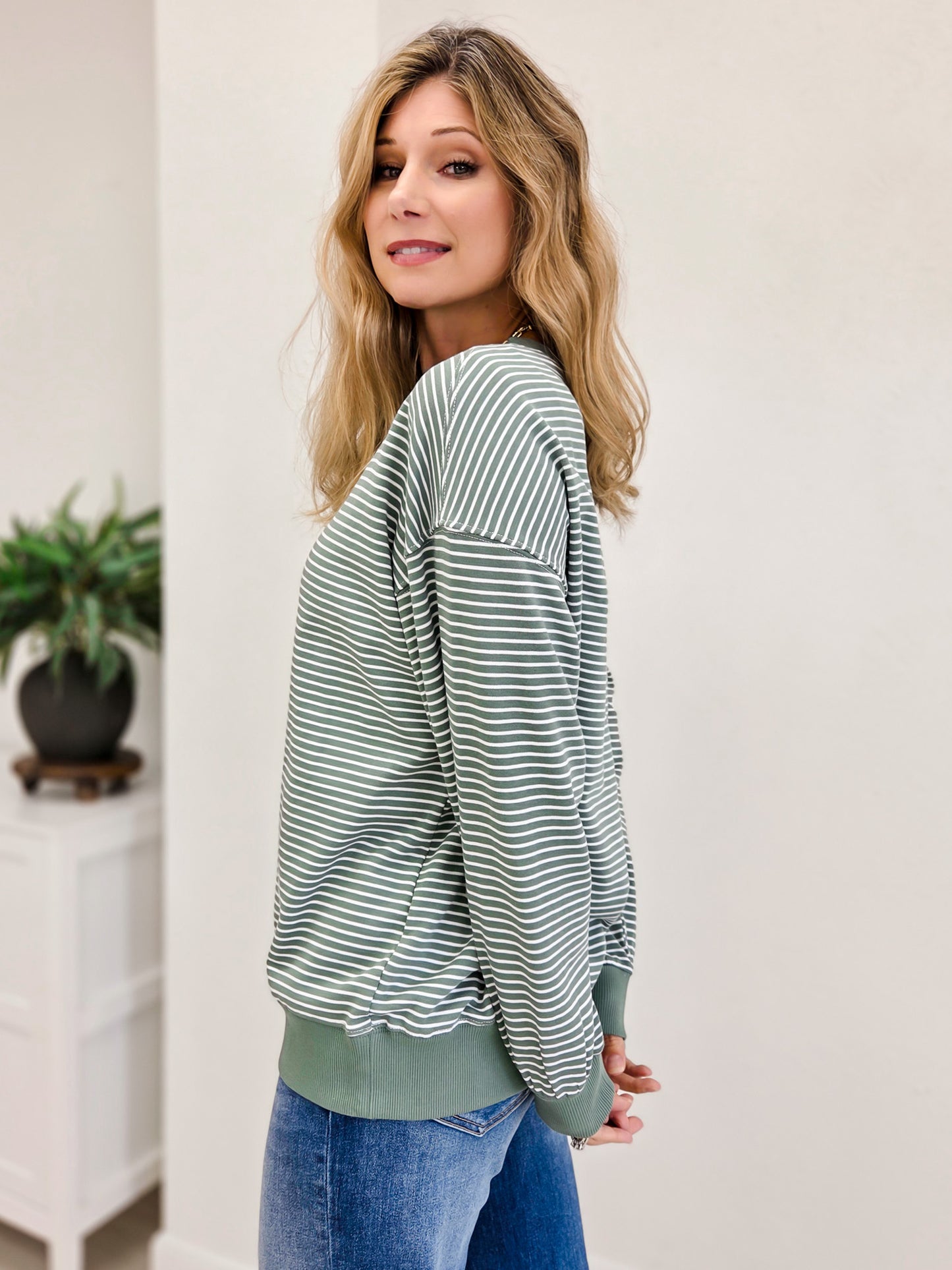 Coastal Striped Crewneck Sweatshirt