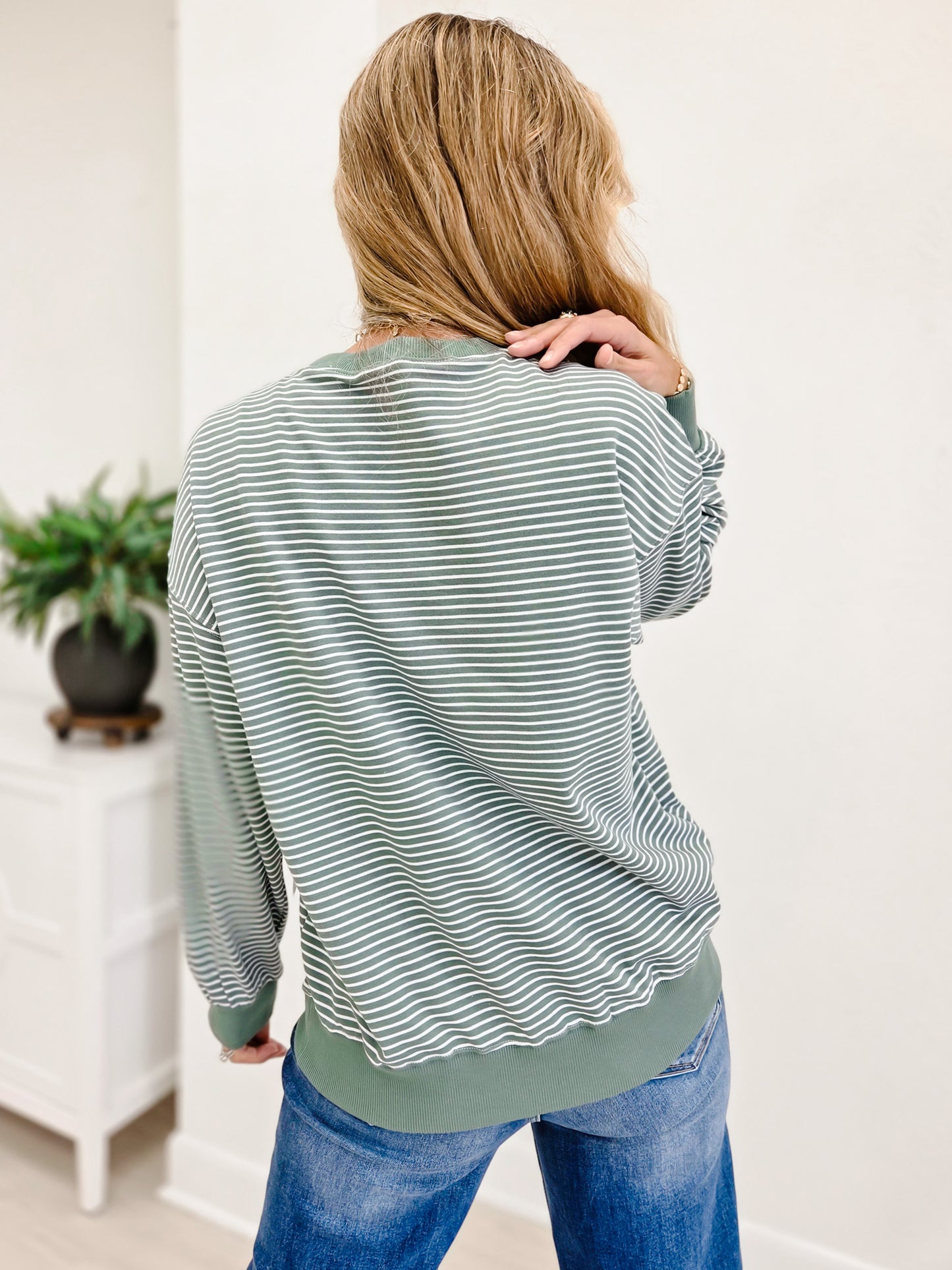 Coastal Striped Crewneck Sweatshirt