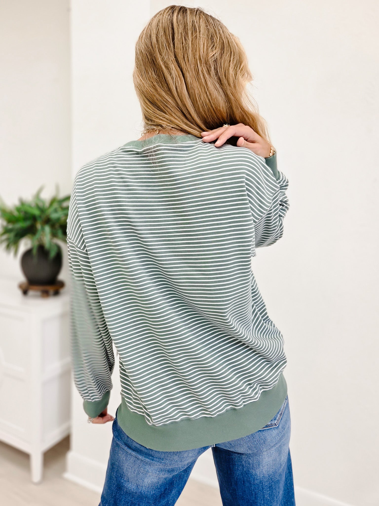 Coastal Striped Crewneck Sweatshirt