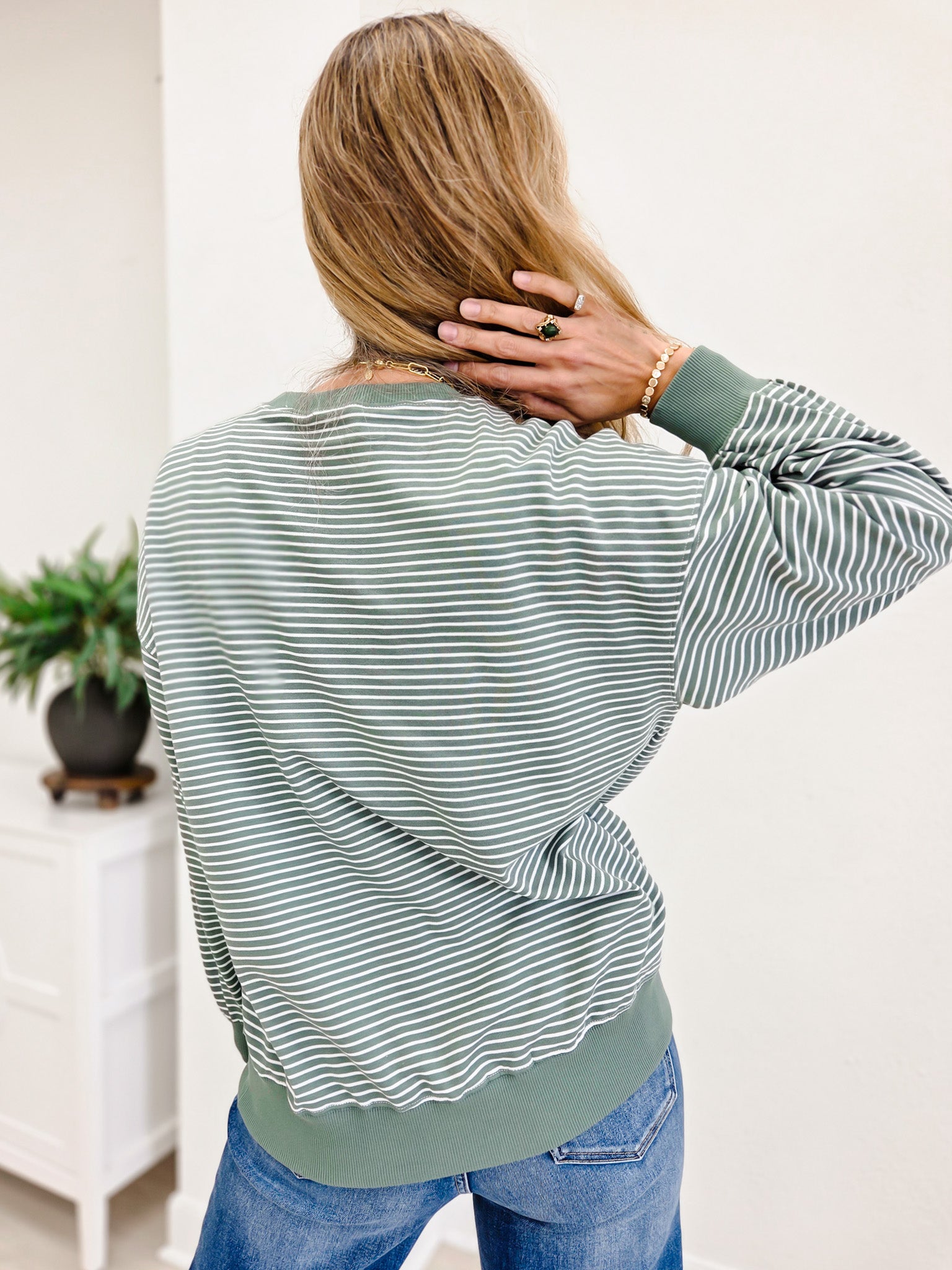 Coastal Striped Crewneck Sweatshirt