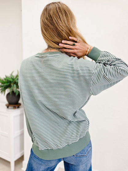 Coastal Striped Crewneck Sweatshirt