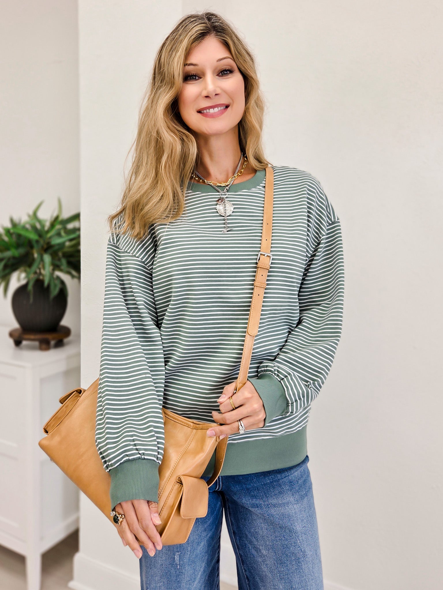 Coastal Striped Crewneck Sweatshirt