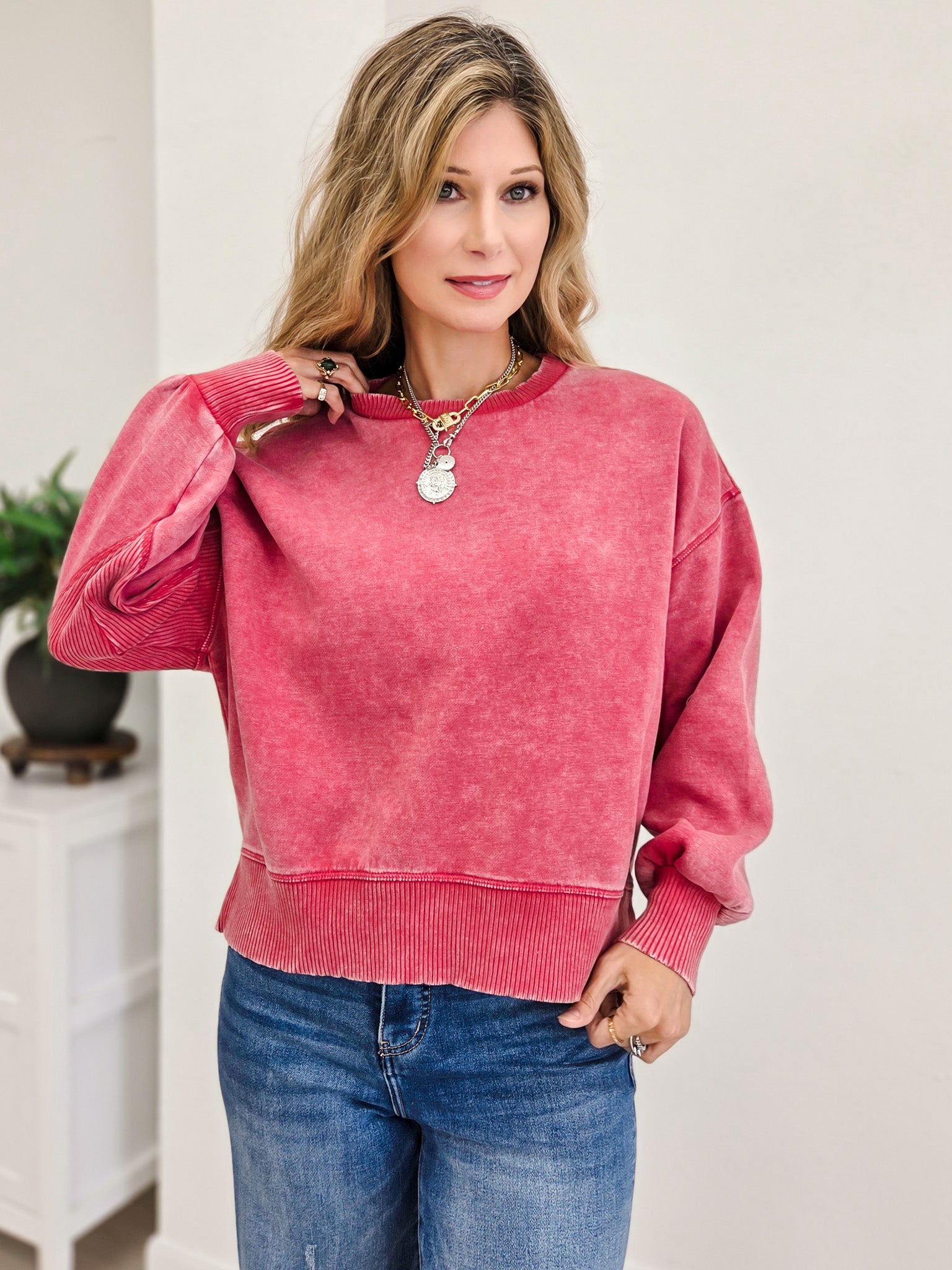 Acid Wash Fleece Oversized Pullover- Grp B