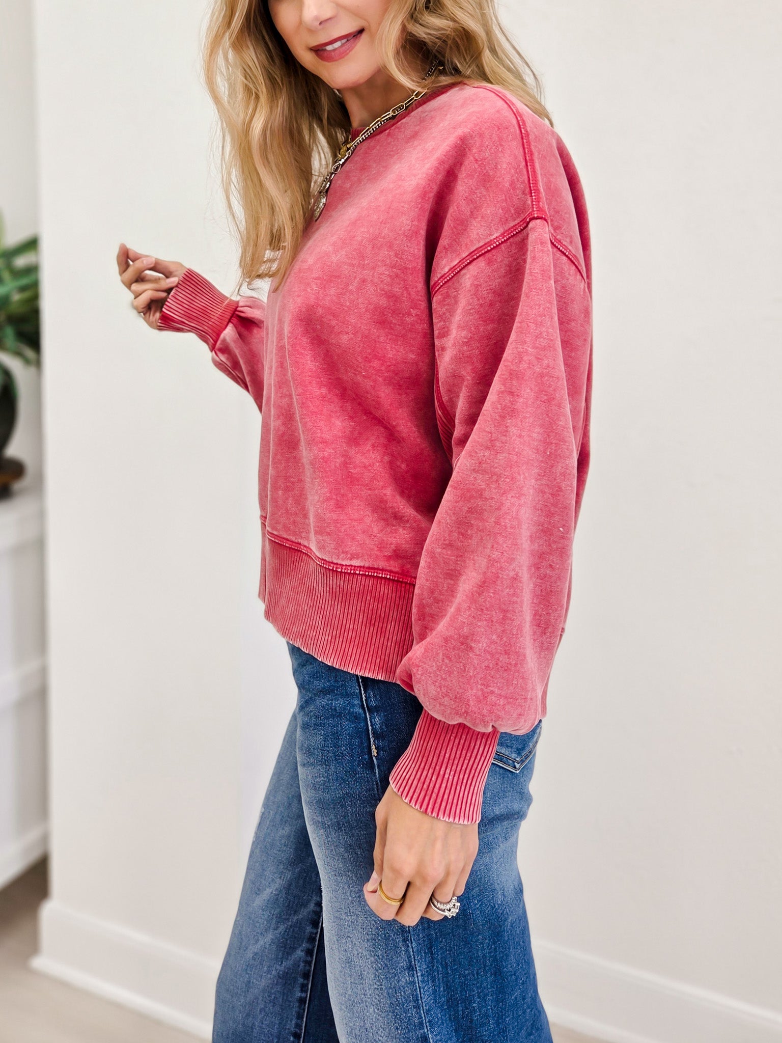 Acid Wash Fleece Oversized Pullover- Grp B