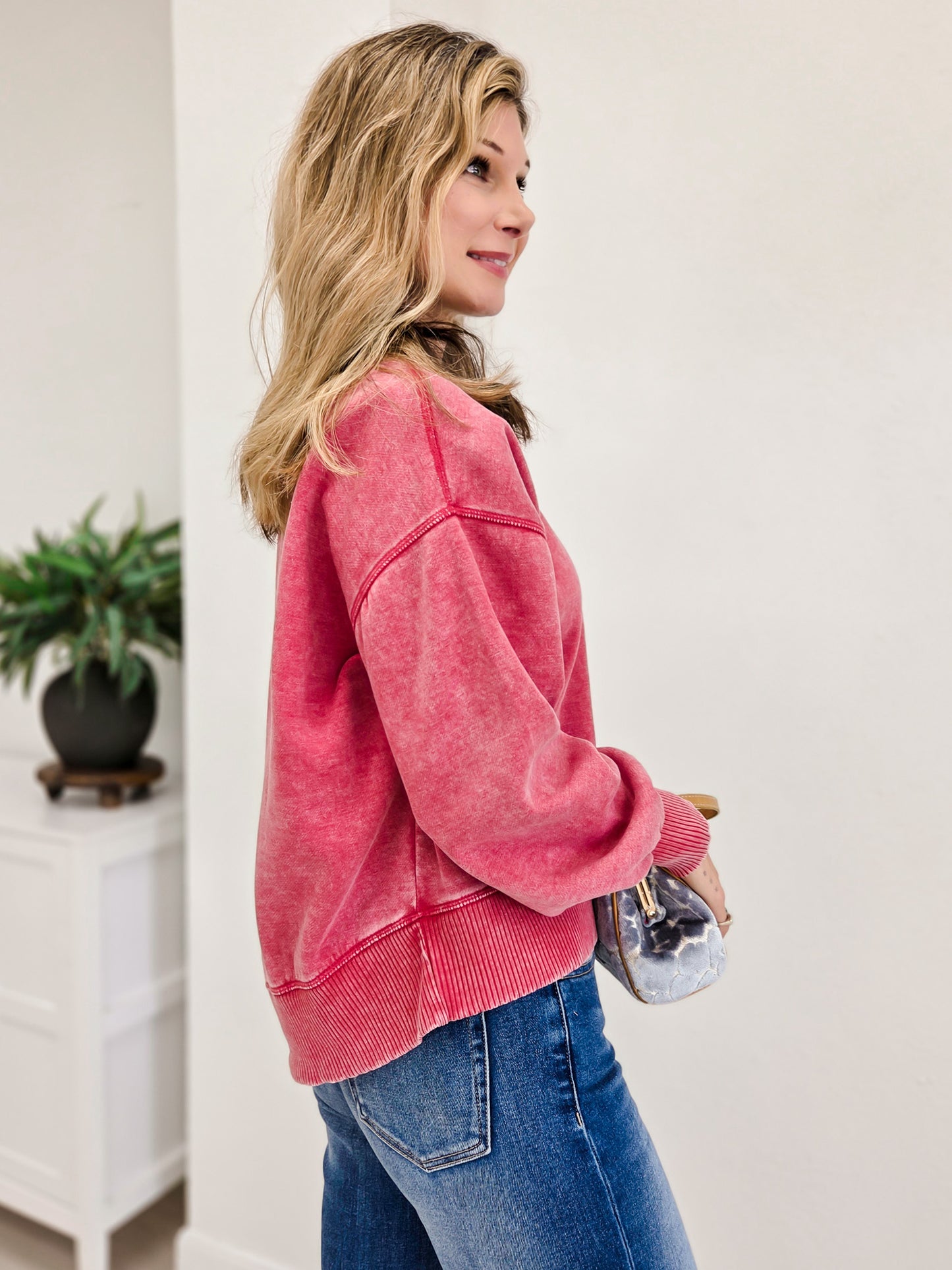 Acid Wash Fleece Oversized Pullover- Grp B