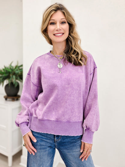 Acid Wash Fleece Oversized Pullover- Grp B