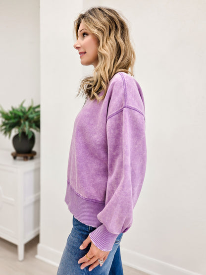Acid Wash Fleece Oversized Pullover- Grp B