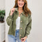 Acid Washed Fleece Front Pocket Cropped Shacket
