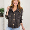 Acid Washed Fleece Front Pocket Cropped Shacket
