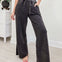 Acid Wash Fleece Palazzo Sweatpants With Pocket - Black