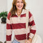 Brushed Striped Hacci Collared Sweater-Burgundy