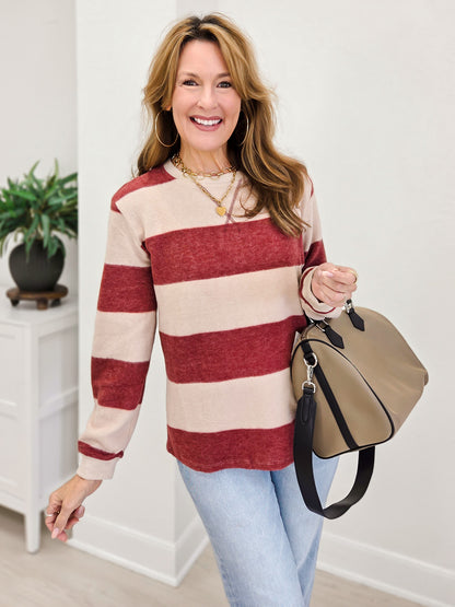 Brushed Striped Hacci Sweater-A