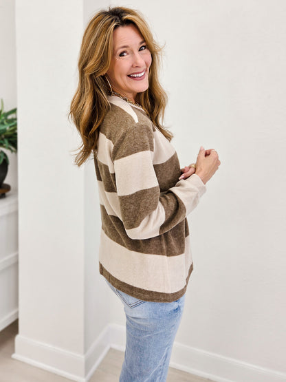 Brushed Striped Hacci Sweater-A