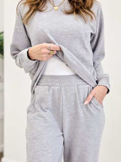 Slub Long Sleeve Top & Pants- Heather Gray