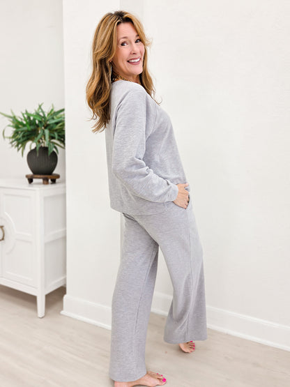 Slub Long Sleeve Top & Pants- Heather Gray