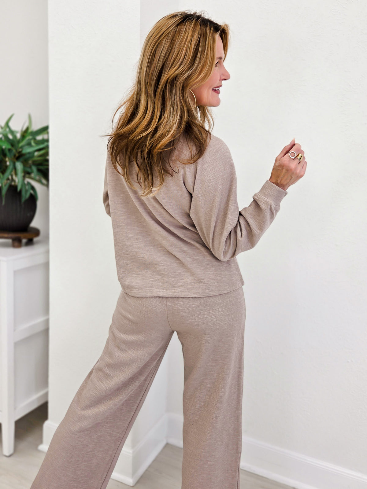 Slub Long Sleeve Top & Pants -Ash Mocha
