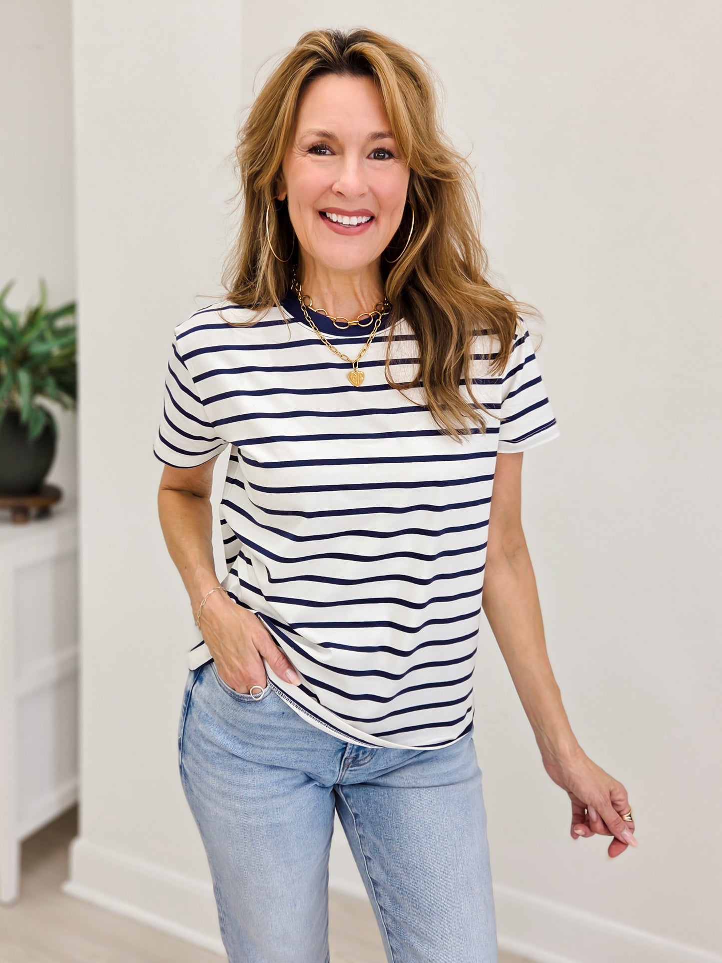 Striped Crew-neck T-shirts