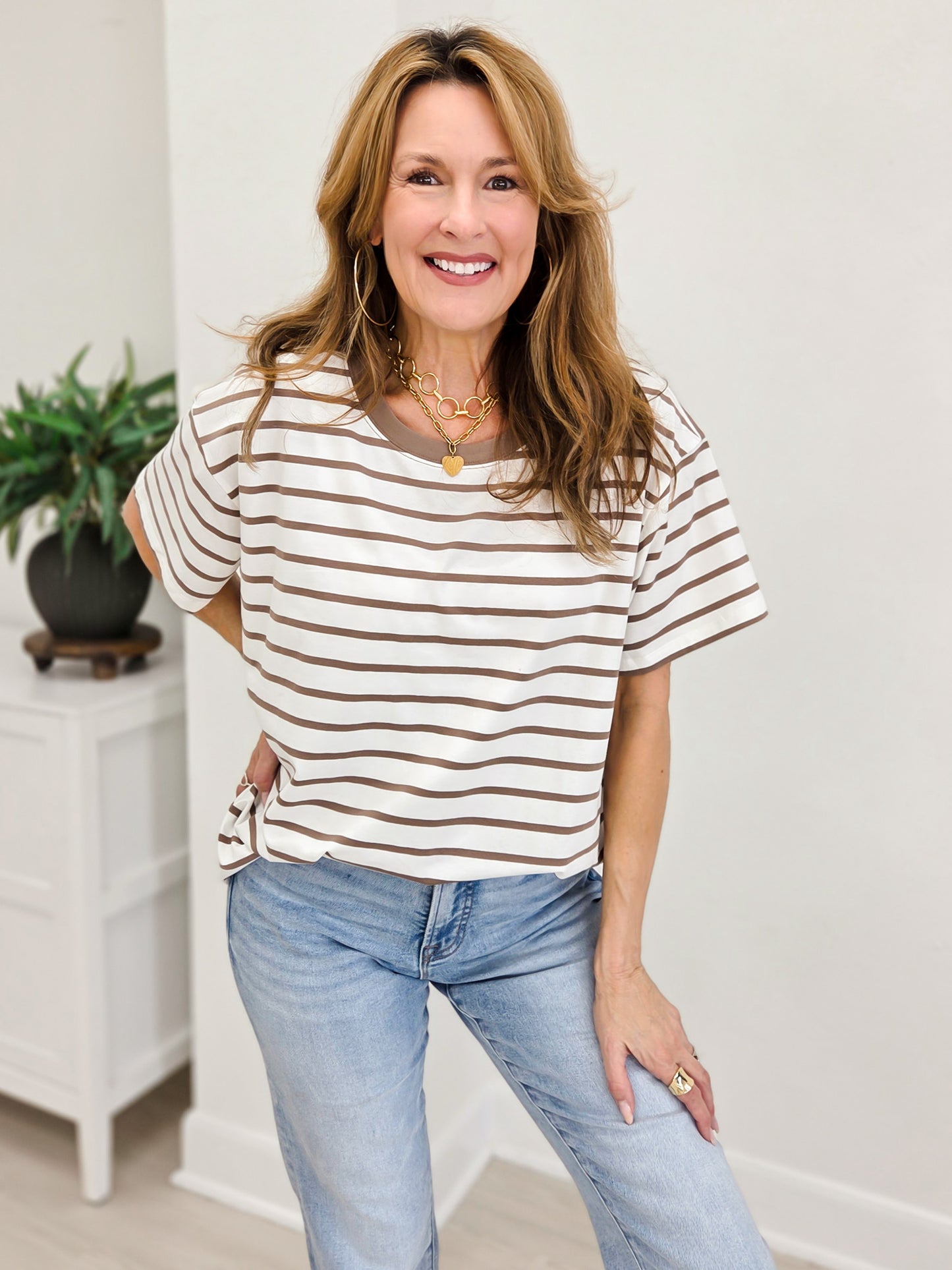 Striped Crew-neck T-shirts
