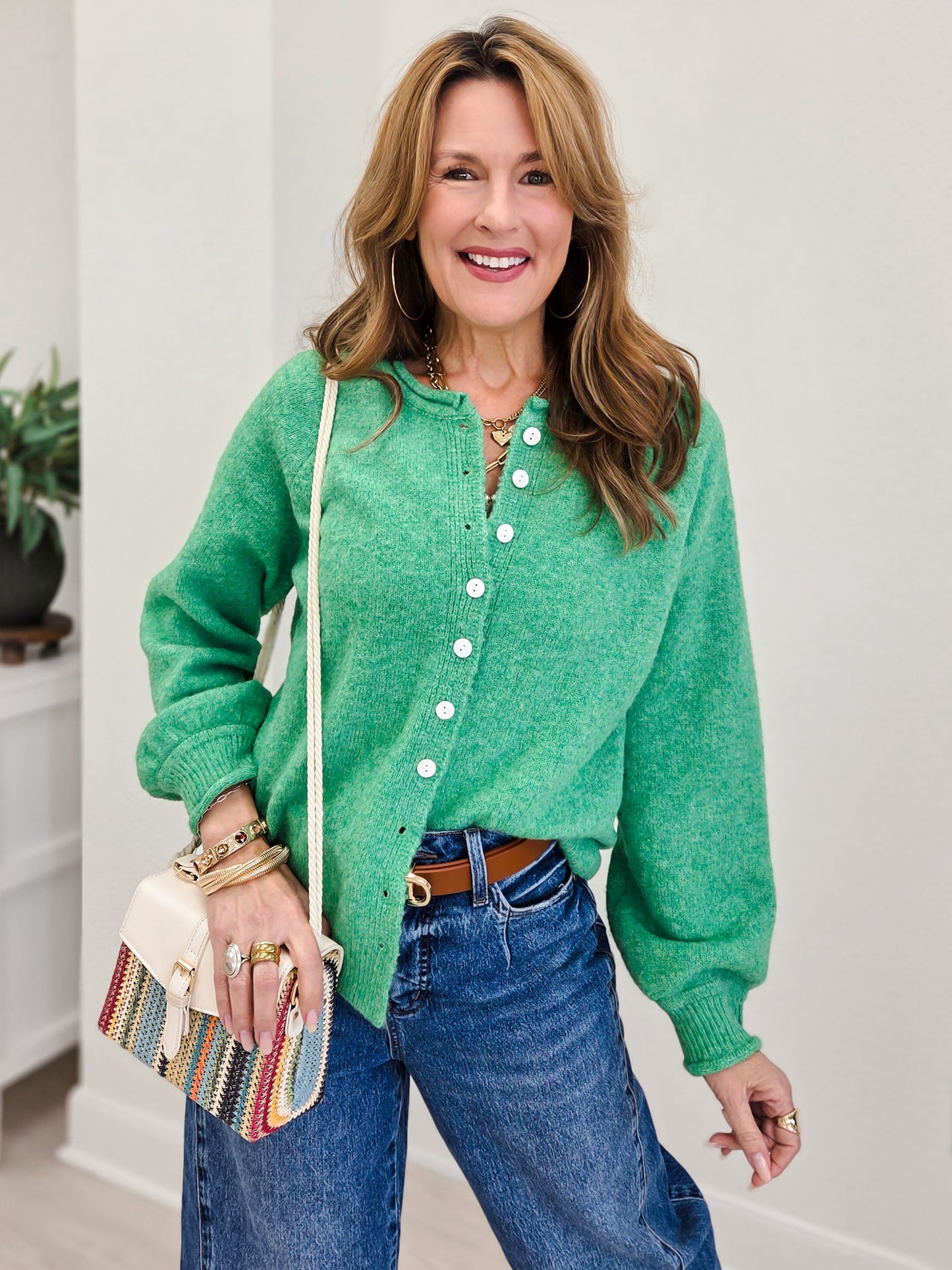 Softline Signature Button Front Knit Cardigan