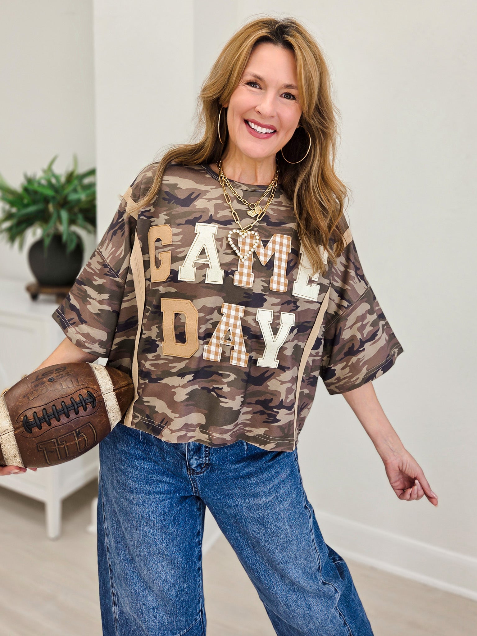 Game Day Washed Short Sleeve Sweatshirt Top