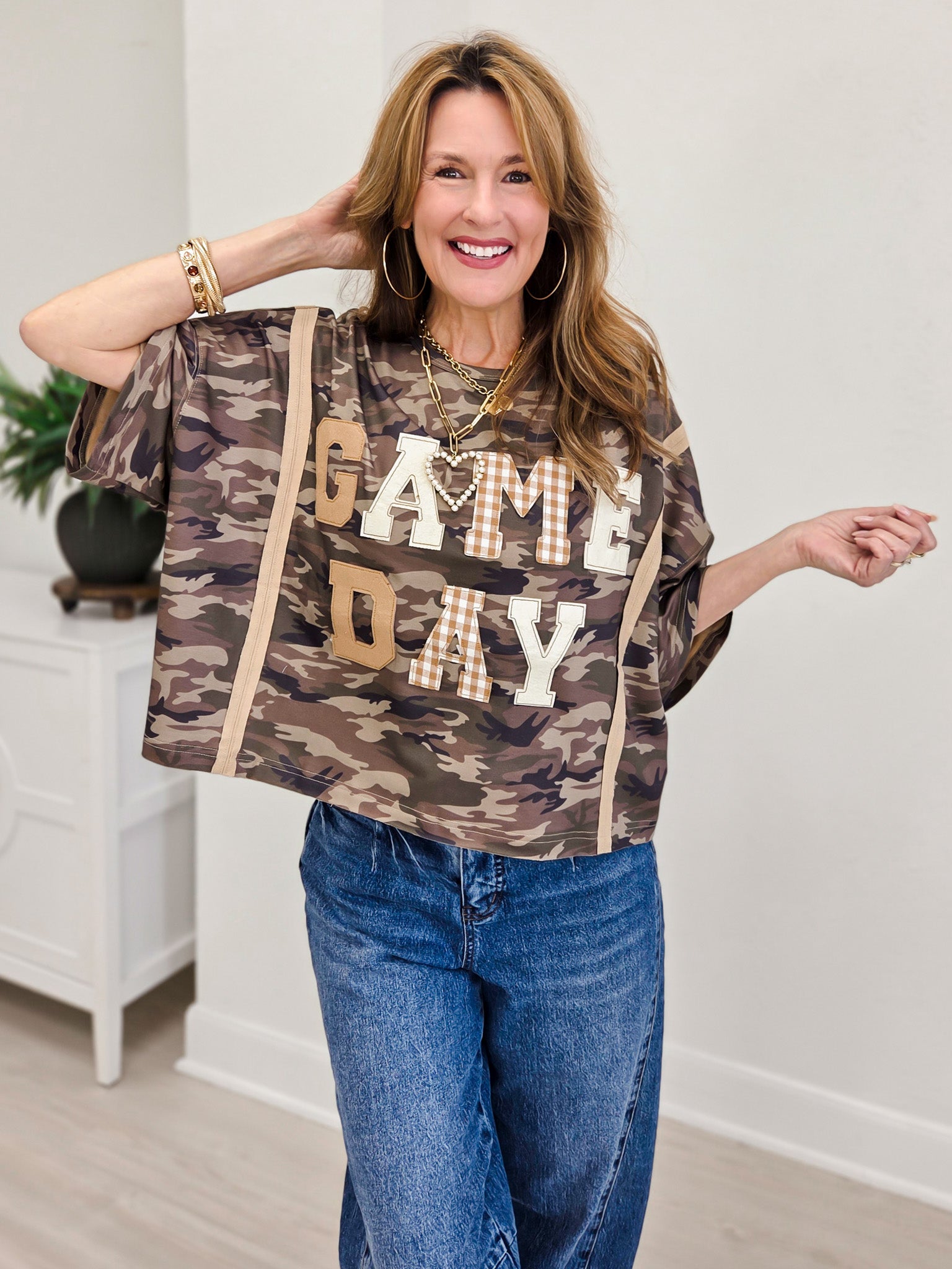Game Day Washed Short Sleeve Sweatshirt Top