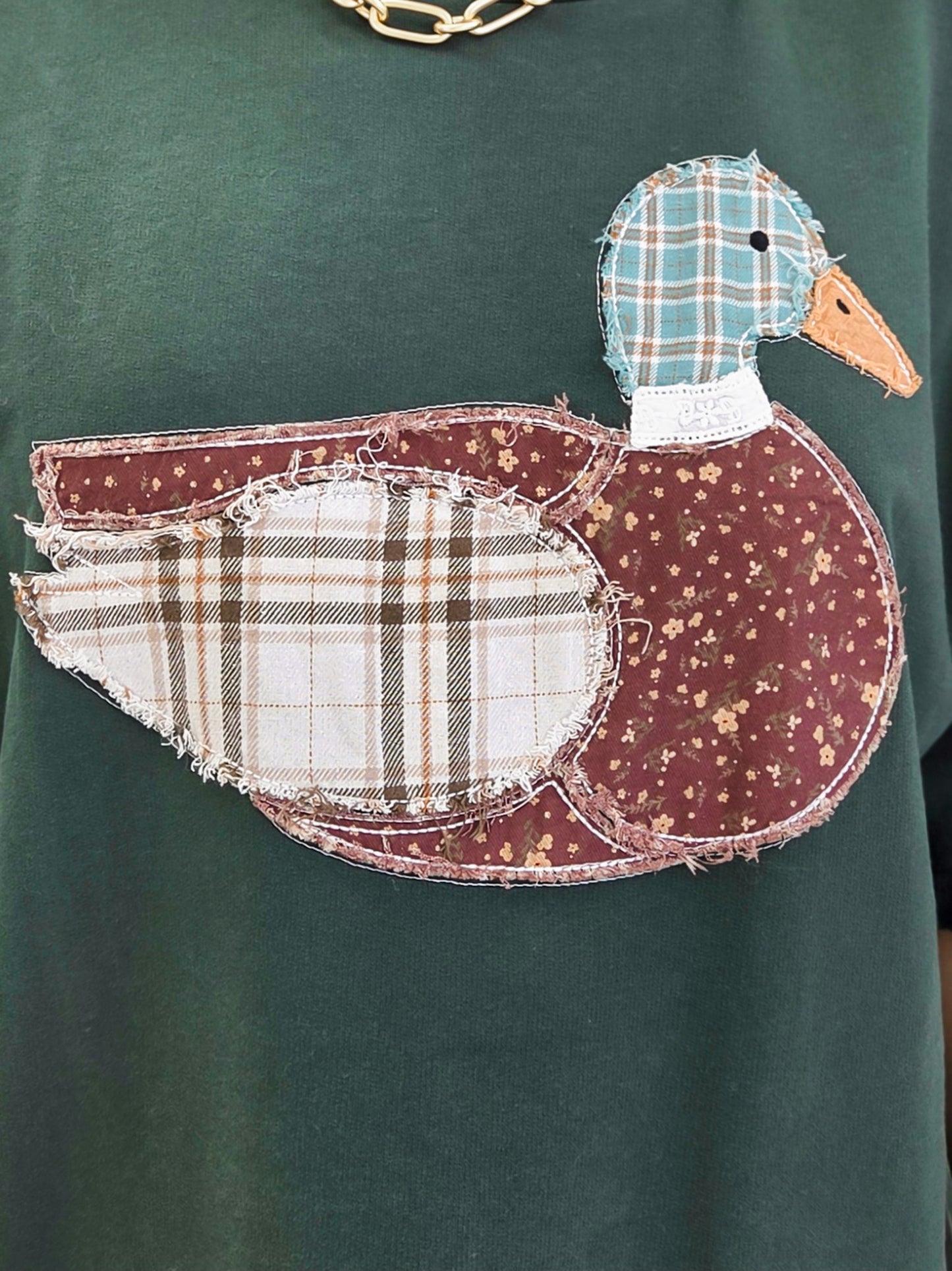Mallard Duck Patchwork Dolman Sleeve Knit Top