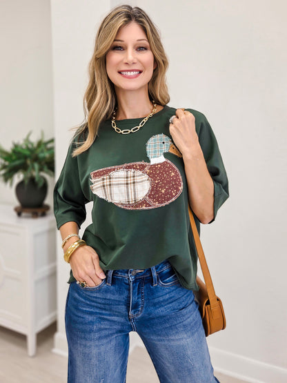 Mallard Duck Patchwork Dolman Sleeve Knit Top