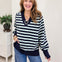 Striped Cozy Cashmere V-neck Sweater