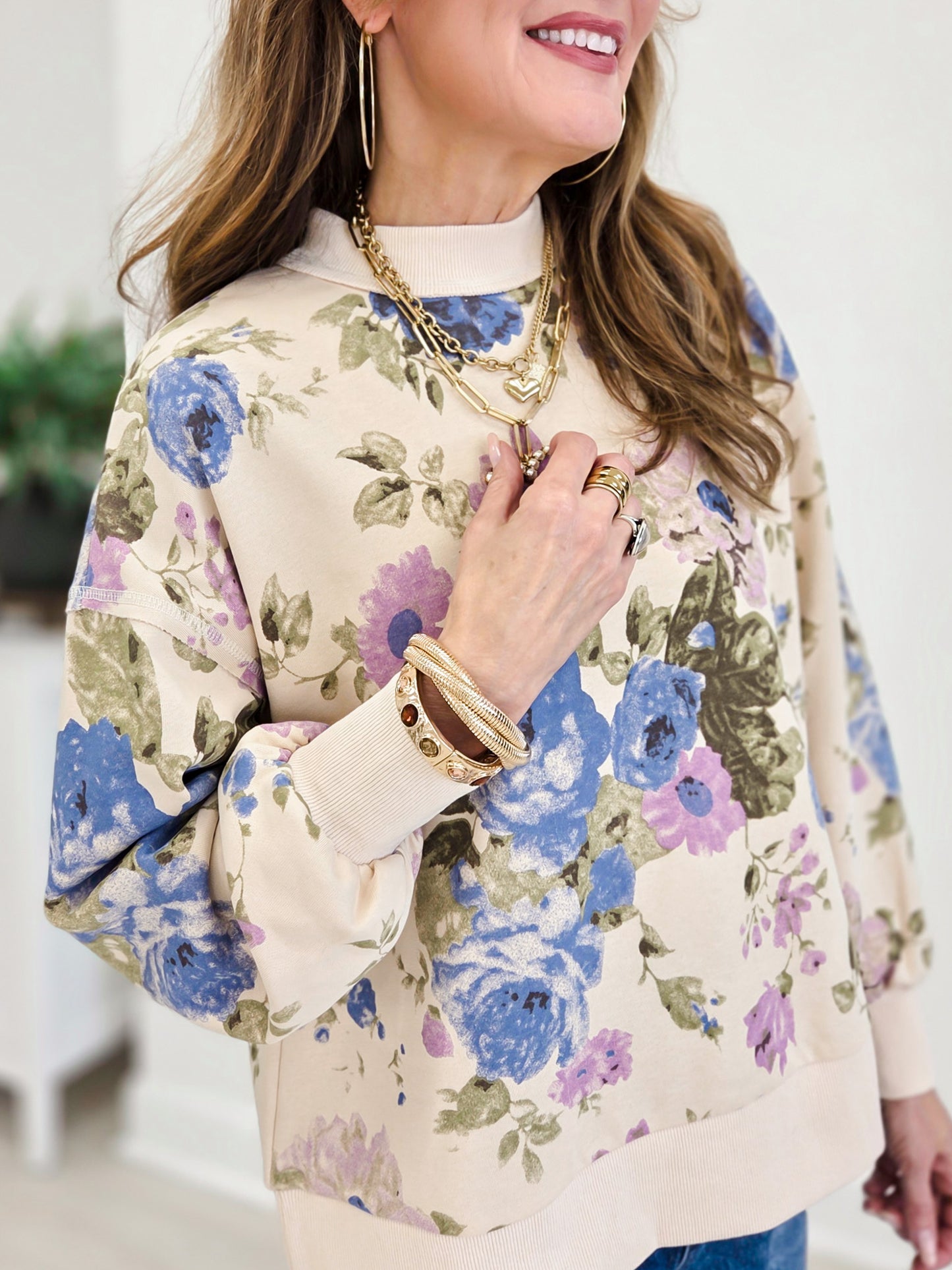Boutique Floral Print Sweatshirt