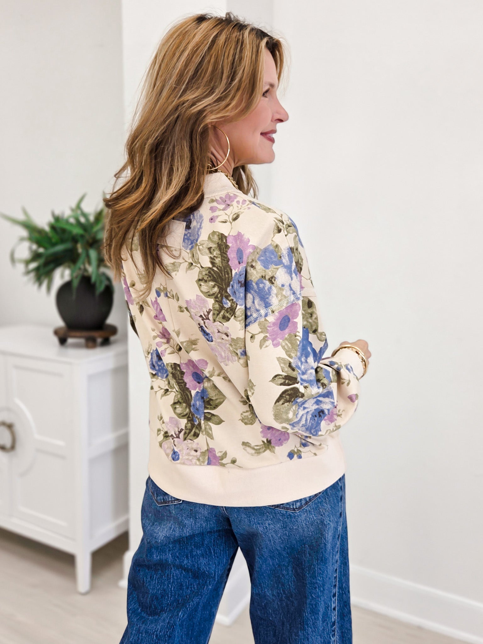 Boutique Floral Print Sweatshirt
