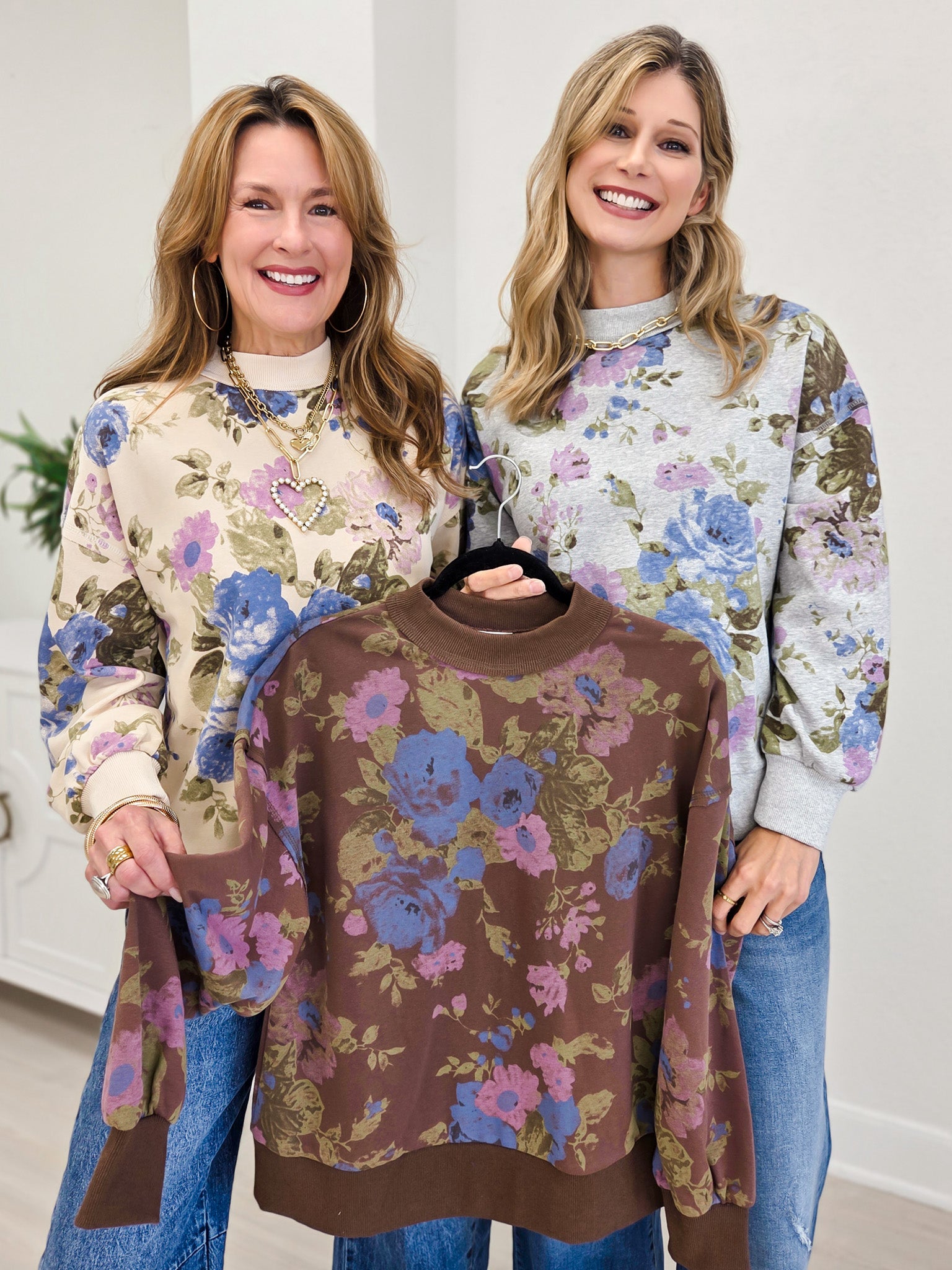 Boutique Floral Print Sweatshirt