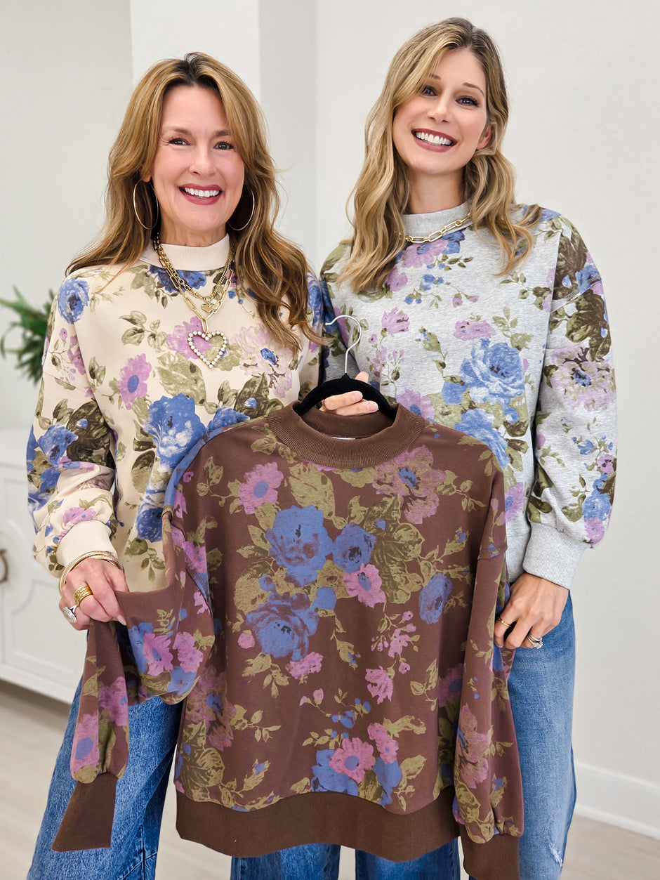 Boutique Floral Print Sweatshirt