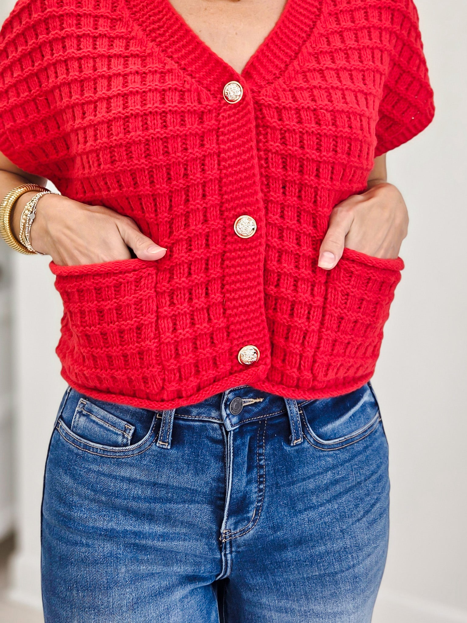 Waffle Texture Crop Cardigan