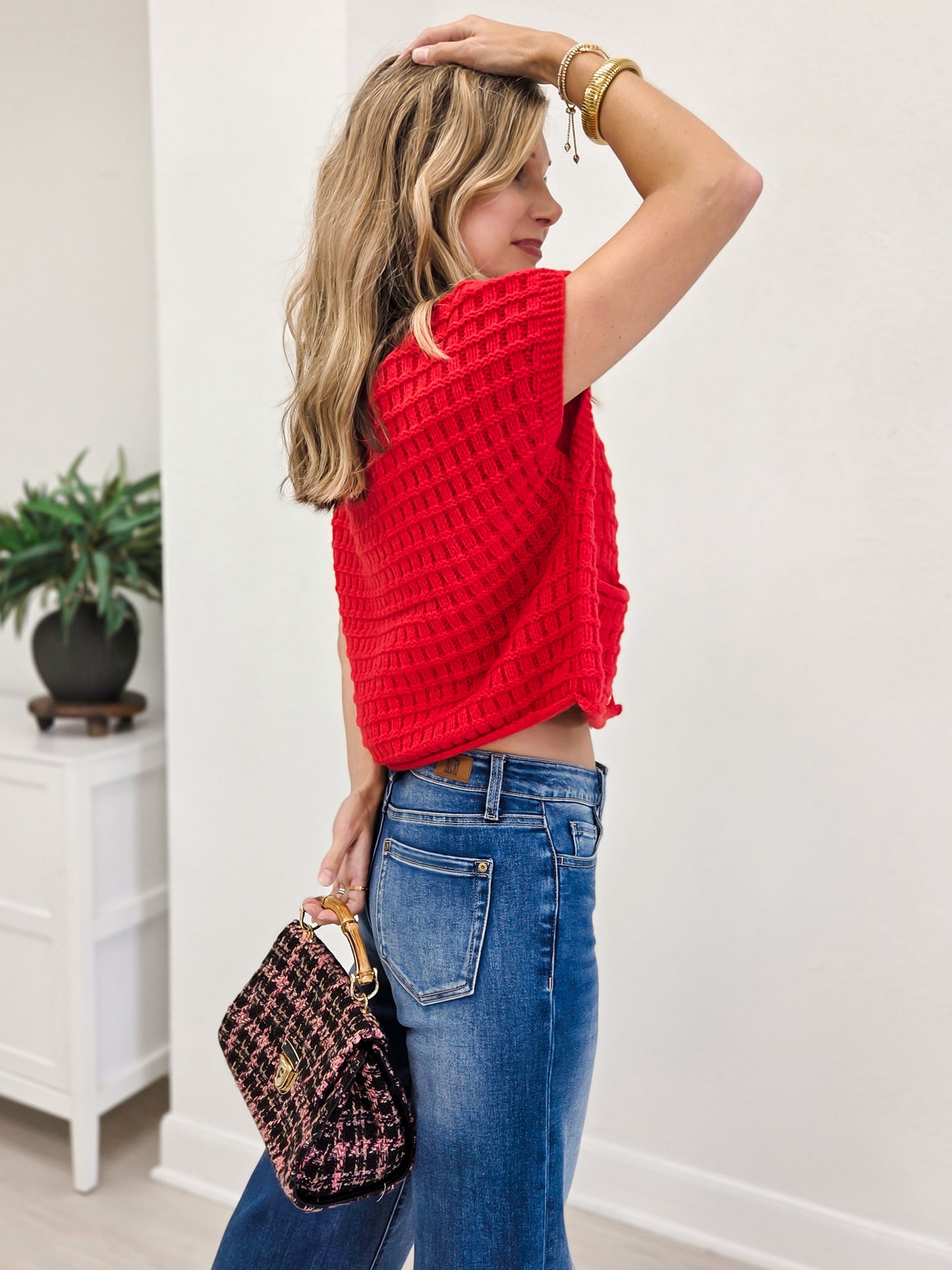 Waffle Texture Crop Cardigan