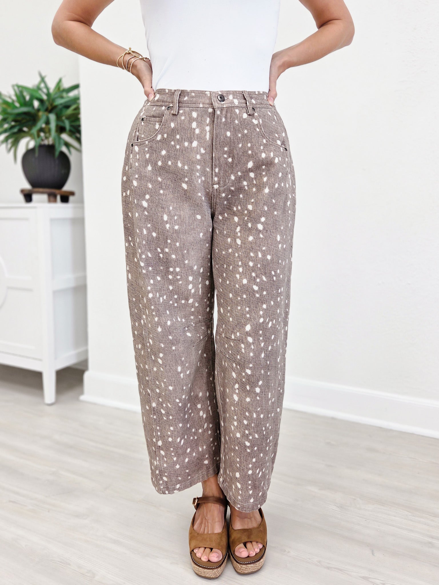 Allover Print Barrel Pants