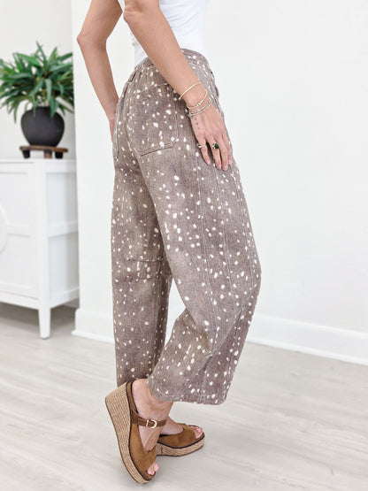 Allover Print Barrel Pants