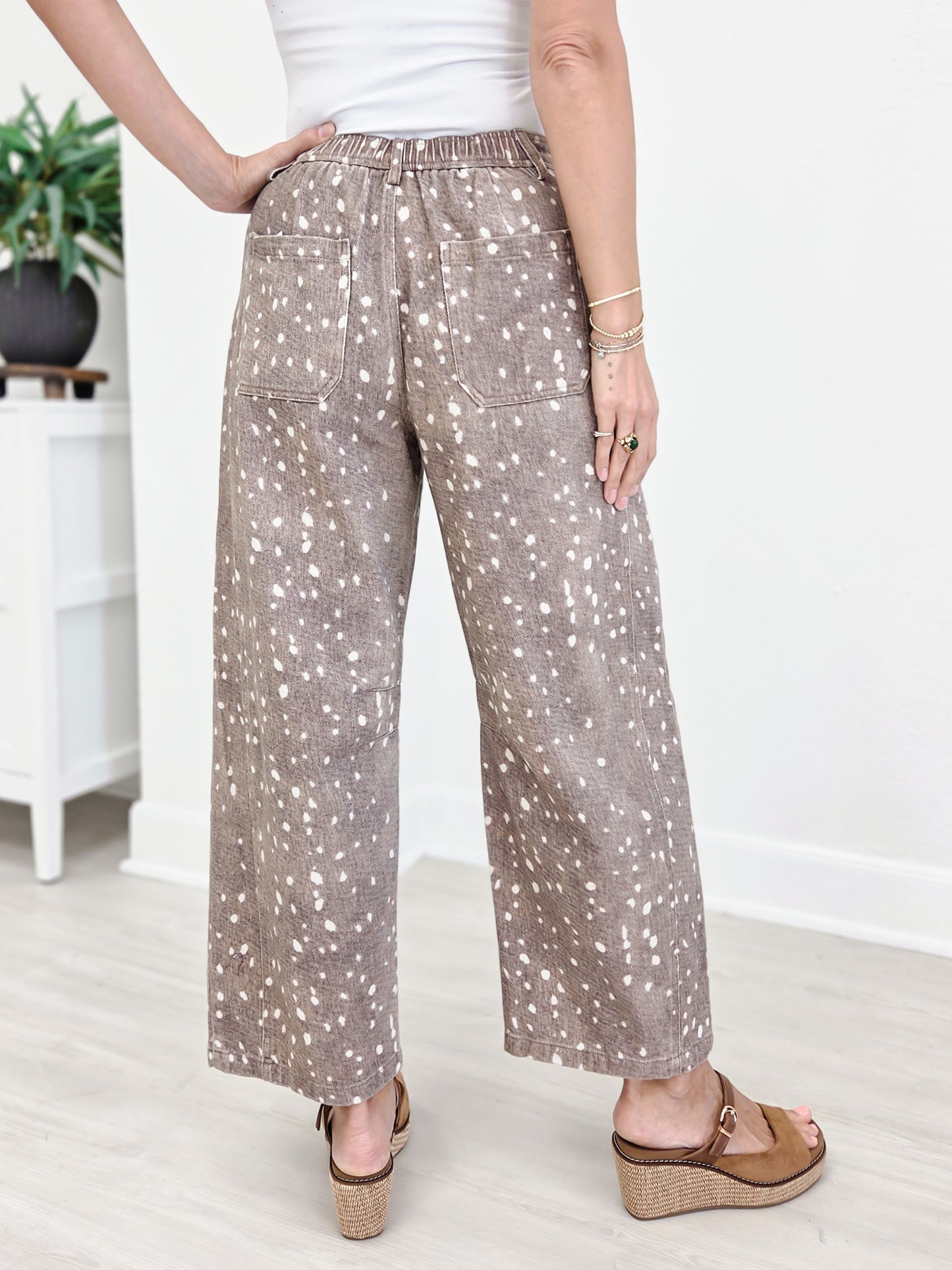 Allover Print Barrel Pants