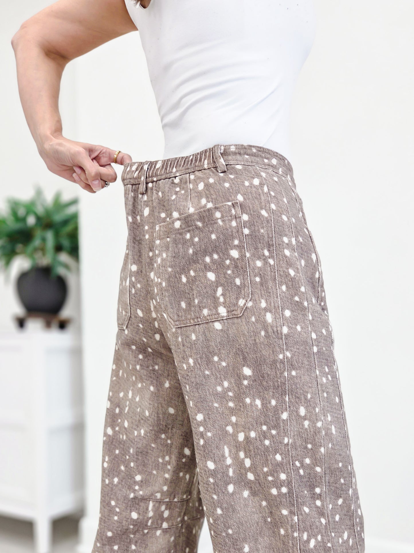 Allover Print Barrel Pants