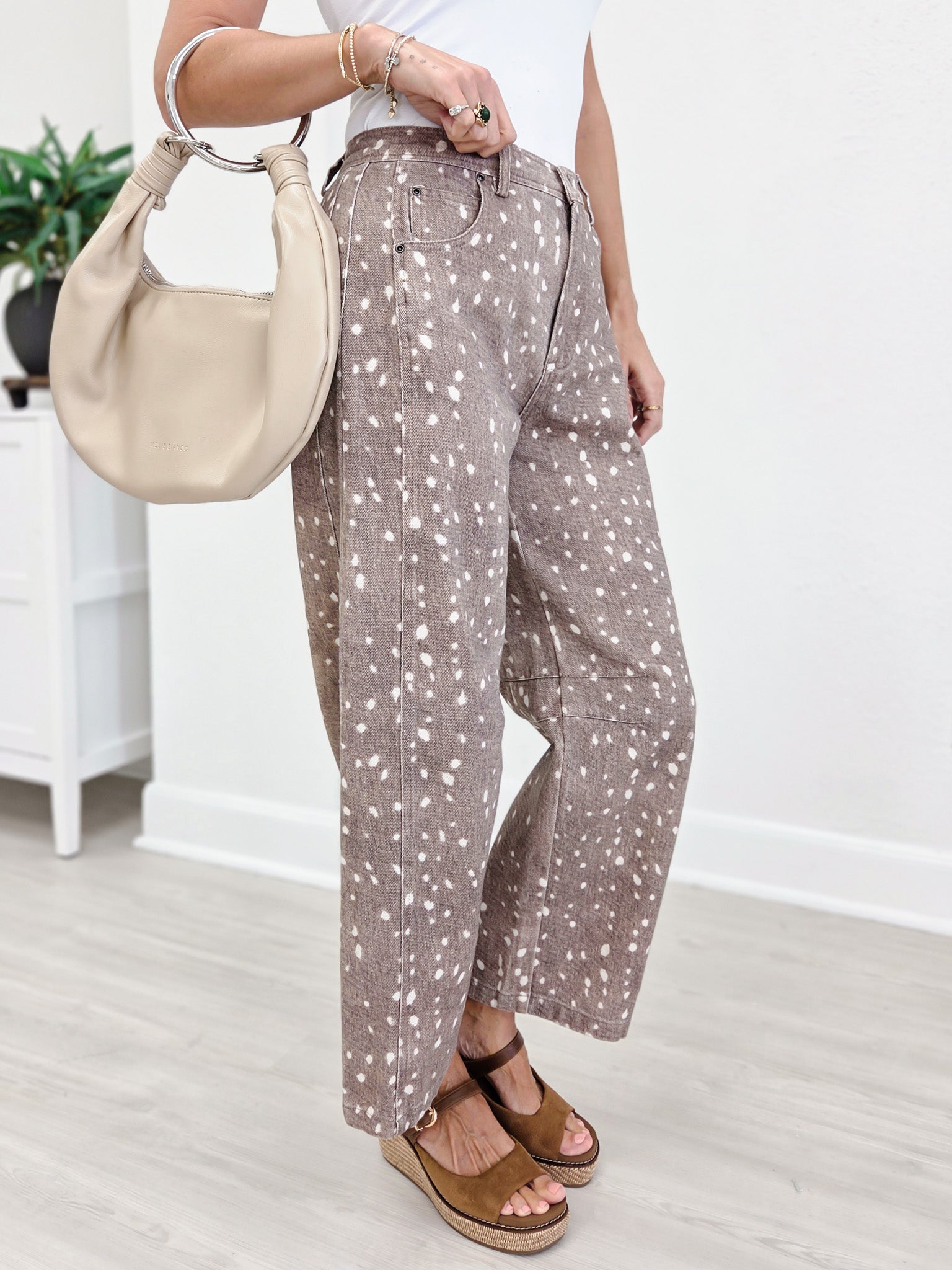 Allover Print Barrel Pants