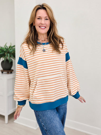 Boutique Colorblock Striped Top