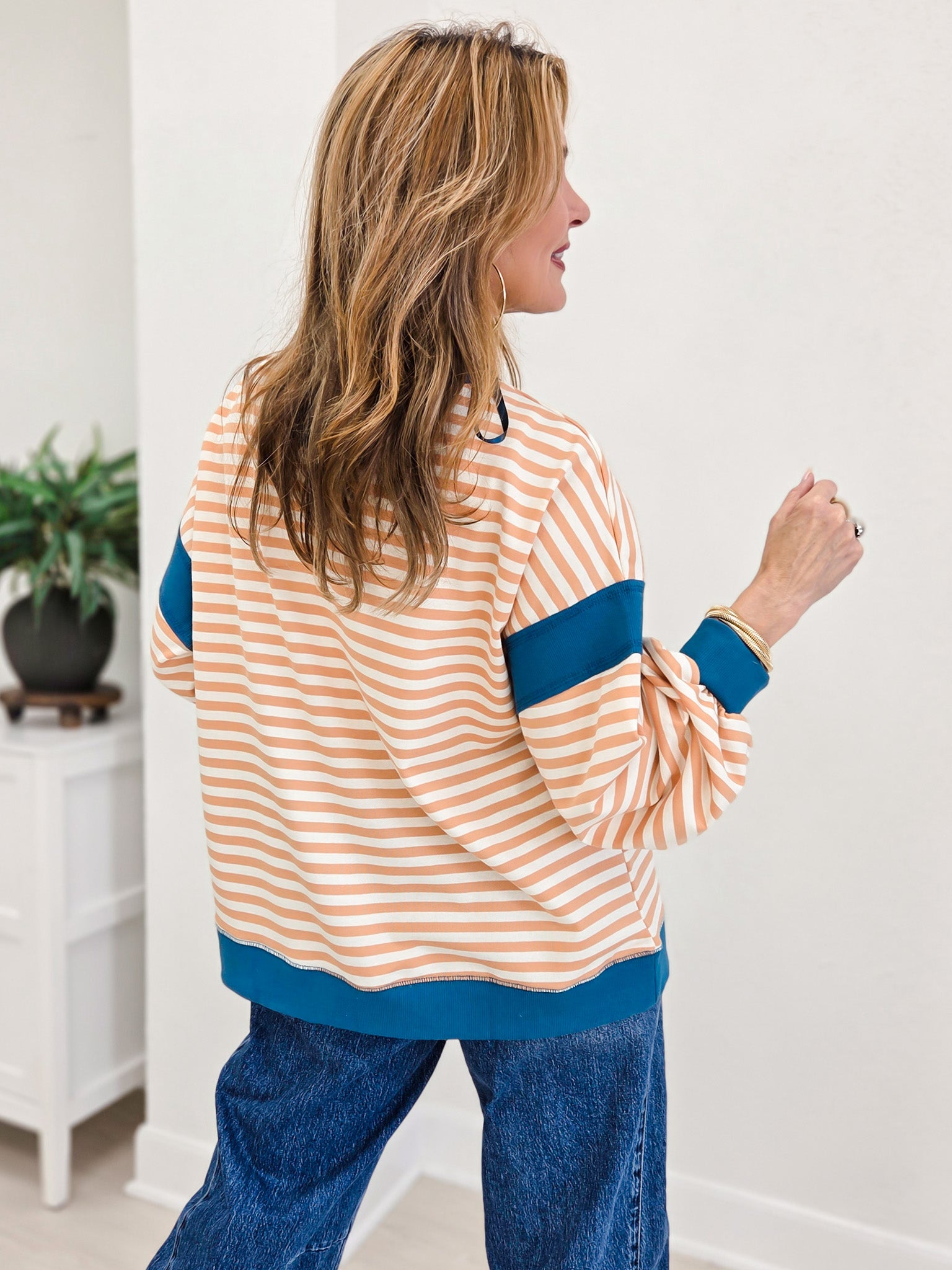 Boutique Colorblock Striped Top