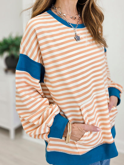 Boutique Colorblock Striped Top