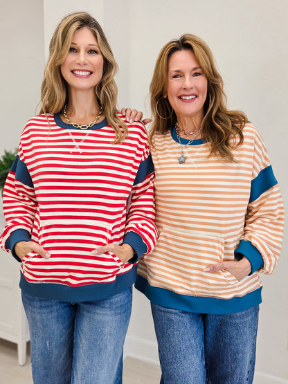 Boutique Colorblock Striped Top