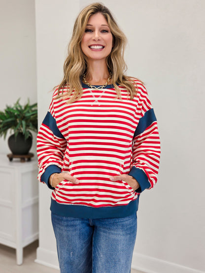 Boutique Colorblock Striped Top