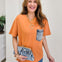 Crewneck Pocket Oversized 1/2 Sleeve Top